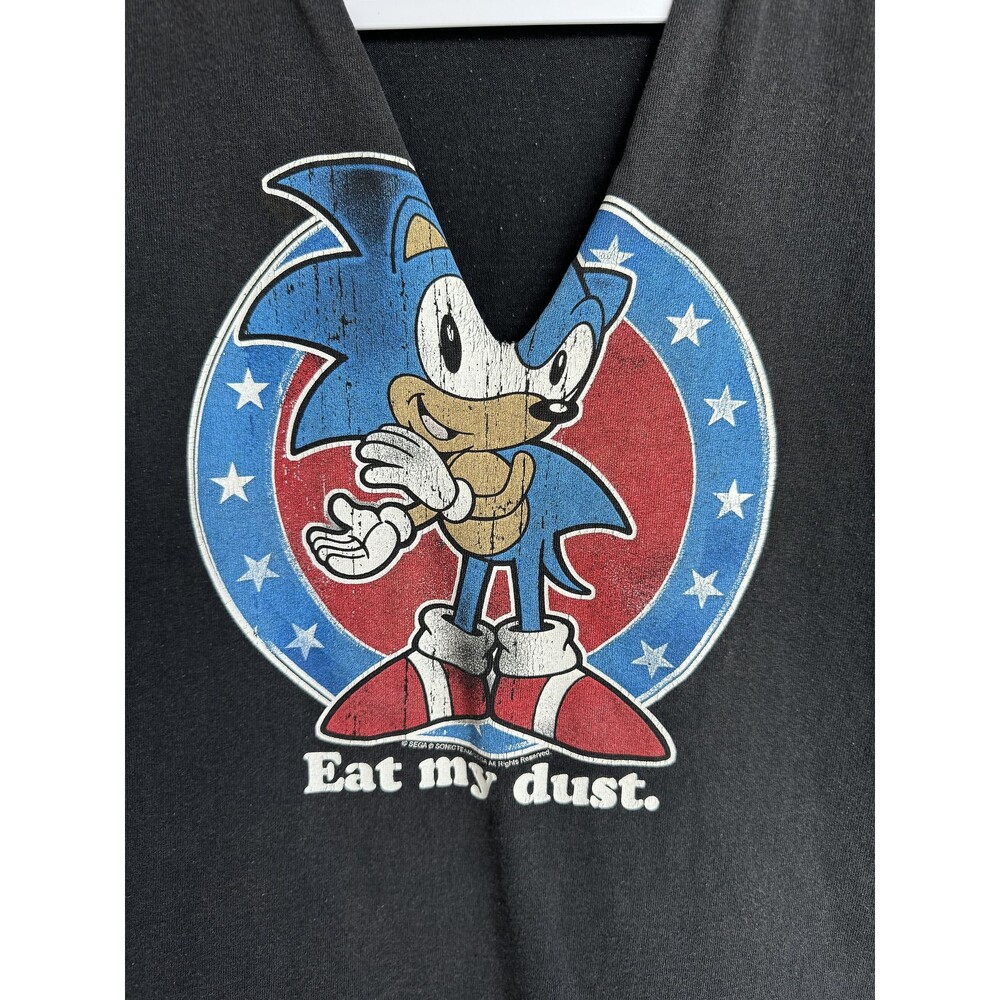 90s Sonic The Hedgehog Eat My Dust Graphic Tee Distressed Sleeveless Shirt M - Picture 2 of 7